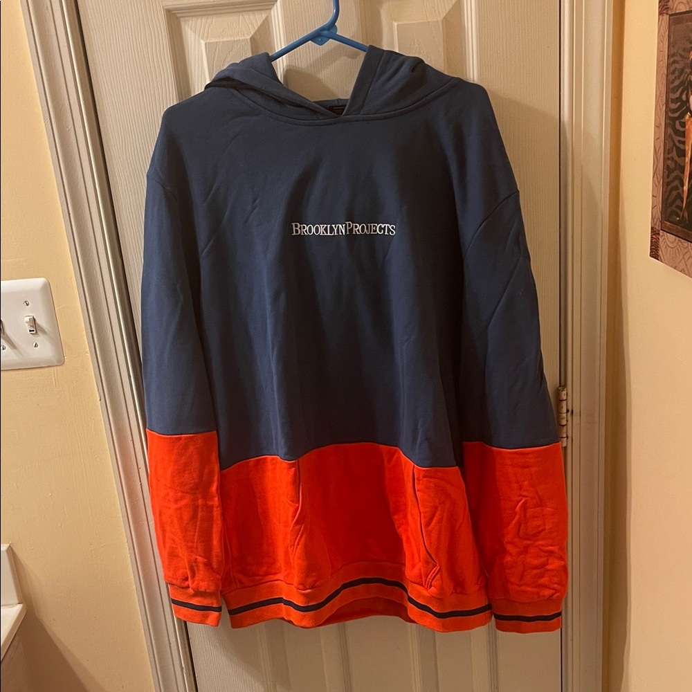 Men's Blue and Orange Hoodie